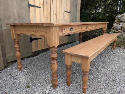 Pine farmhouse table drawers - 4,